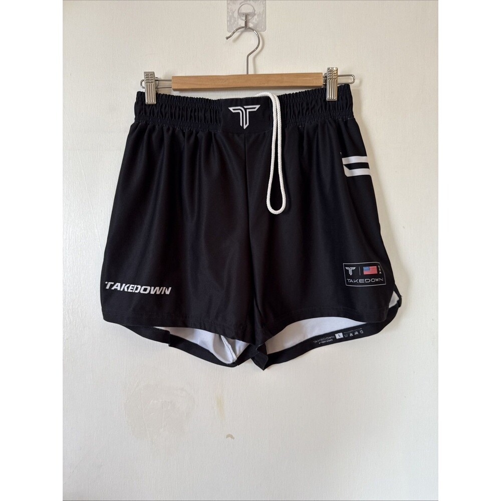 Takedown Shorts Black Solid 5” Inseam BJJ Wrestling Training | Men's Large